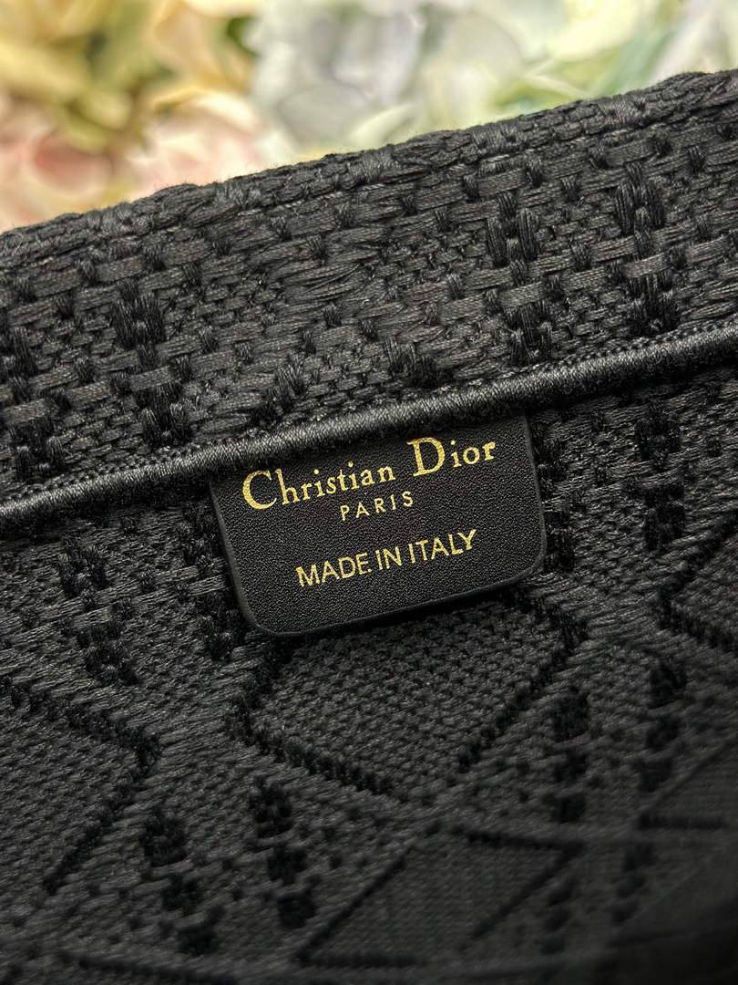 Dior Large Book Tote – Black Raffia-Effect Cannage Embroidery - Default Title - View 7