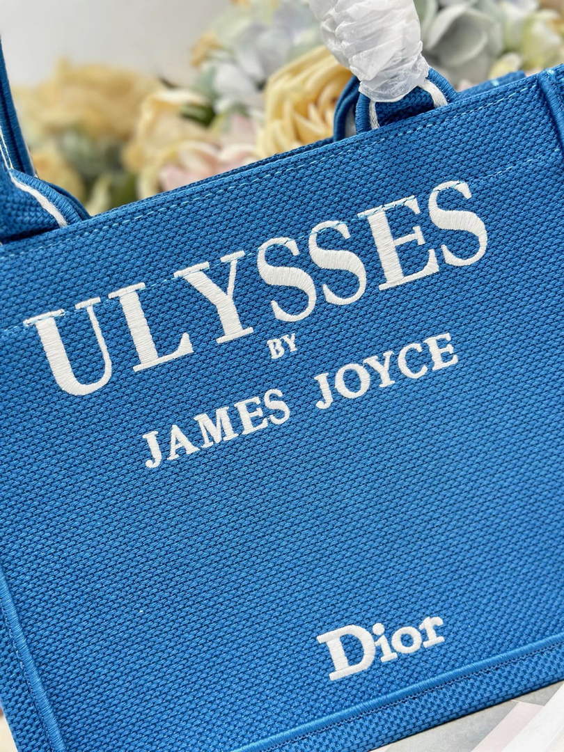 Small Dior Book Tote – Blue and White Toile de Jouy Embroidery – with Strap - Default Title - View 4