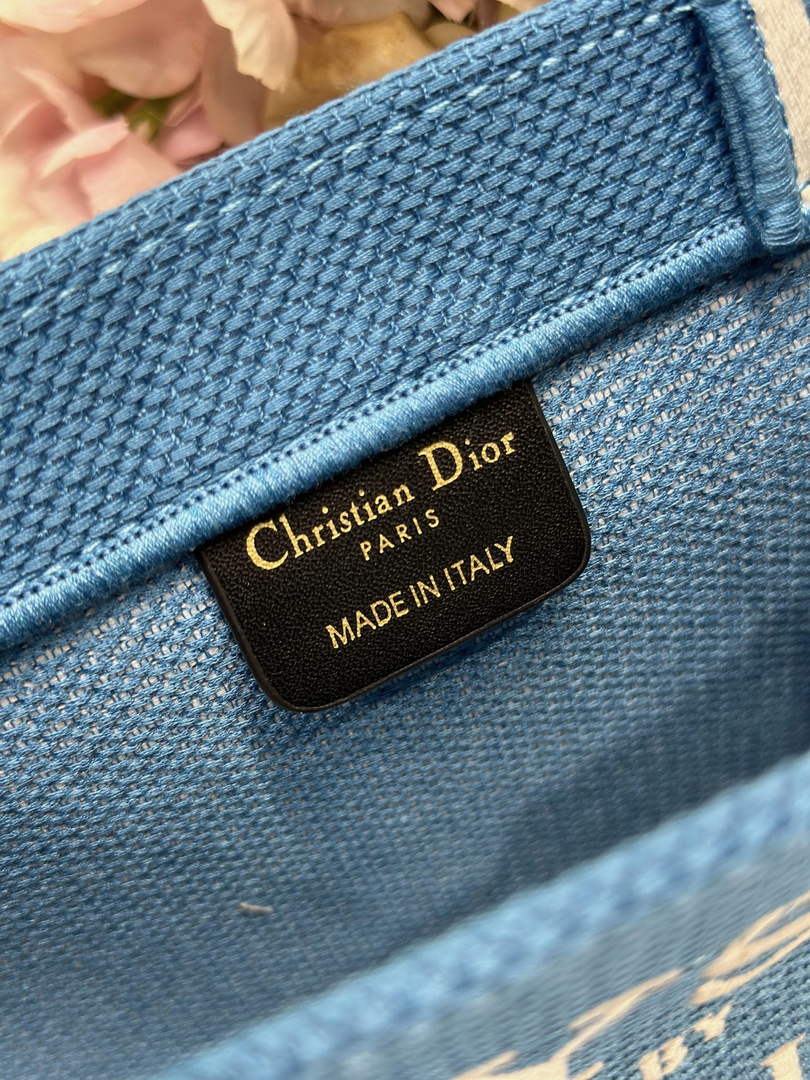 Small Dior Book Tote – Blue and White Toile de Jouy Embroidery – with Strap - Default Title - View 7