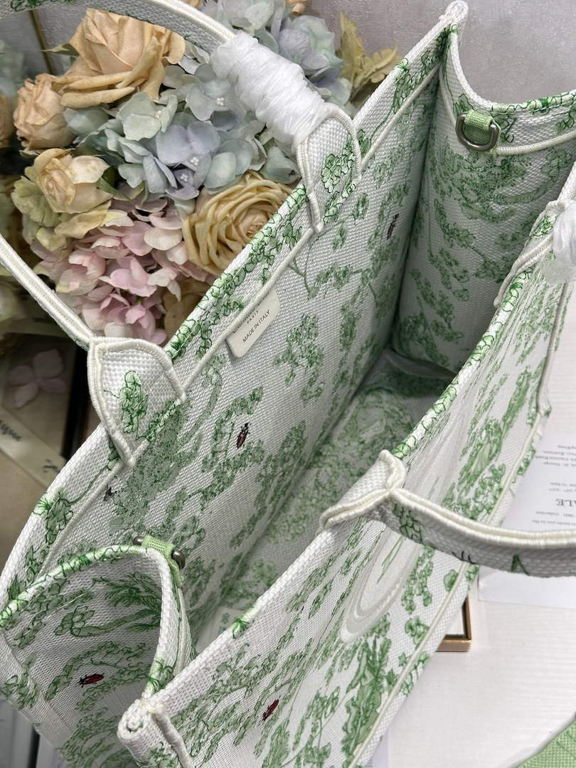 Dior Large Book Tote – Green Clover Toile de Jouy - Default Title - View 7