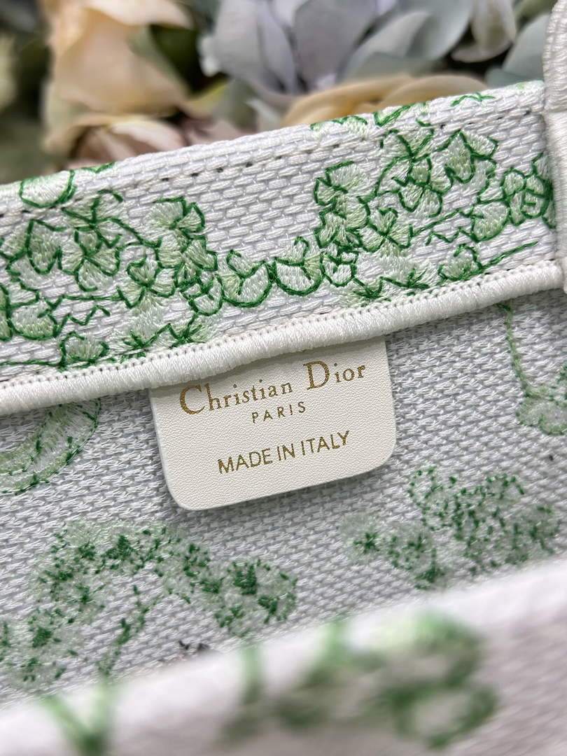 Dior Medium Book Tote – Green Clover Toile de Jouy – with Strap - Default Title - View 9