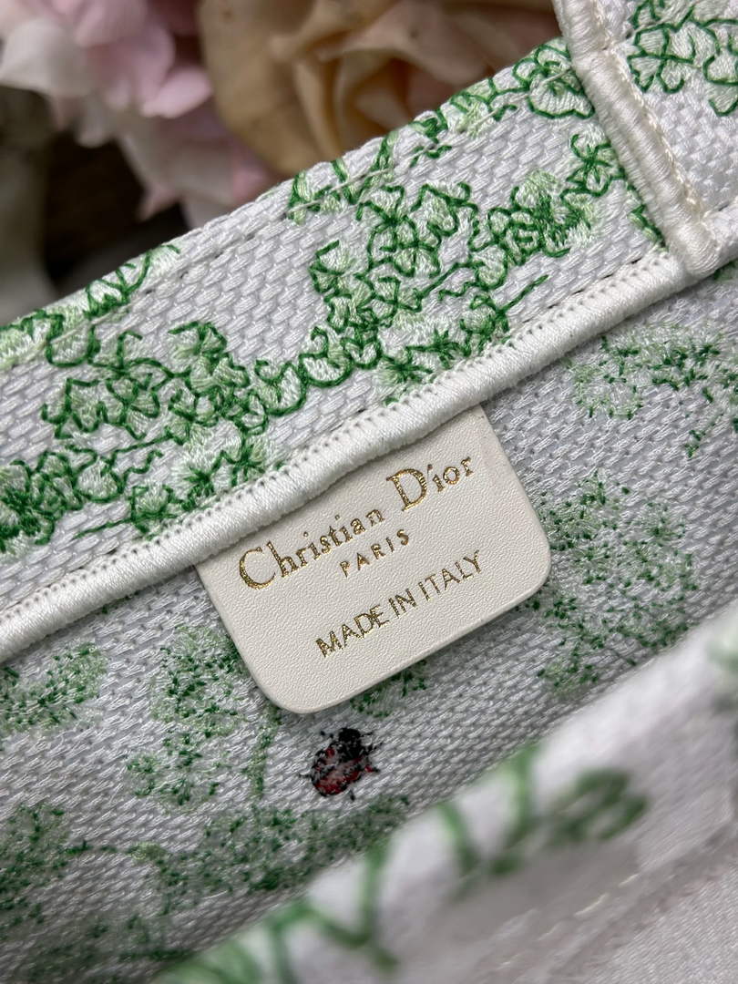 Small Dior Book Tote with Strap – Green Clover Toile de Jouy - Default Title - View 7