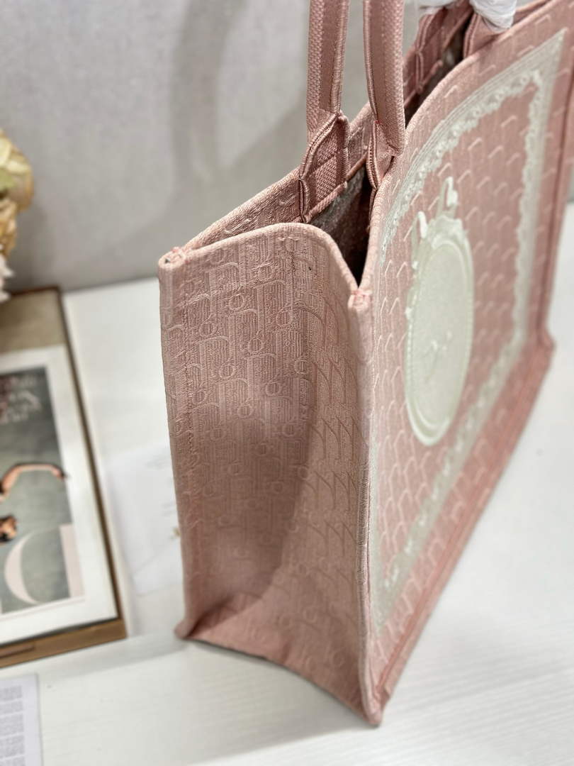 Dior Large Book Tote – Soupir Pink Oblique with Lace - Default Title - View 4
