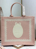 Dior Large Book Tote – Soupir Pink Oblique with Lace - Default Title - View 1