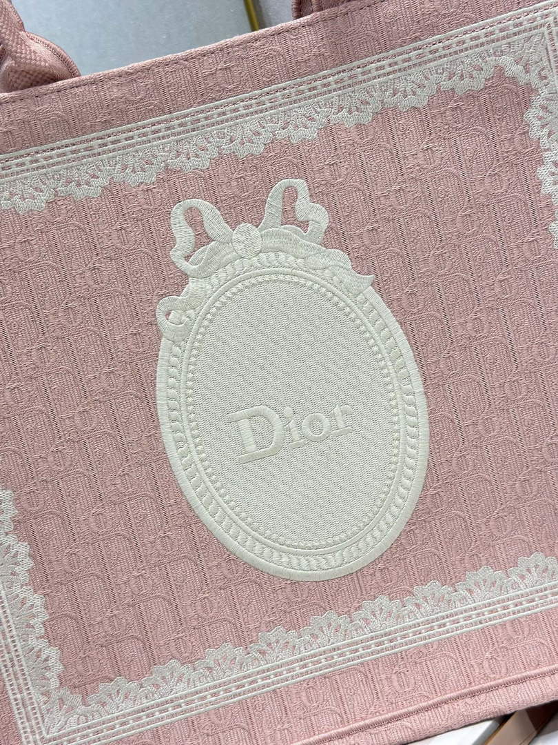 Dior Large Book Tote – Soupir Pink Oblique with Lace - Default Title - View 5