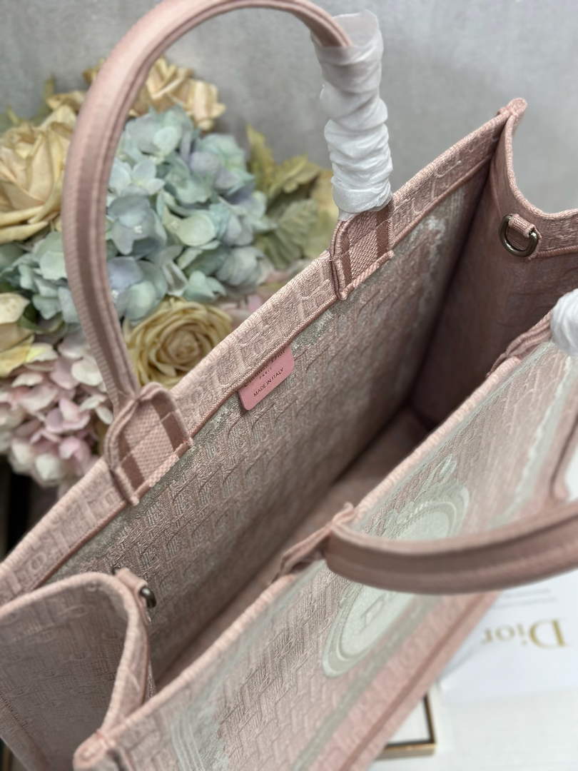 Dior Large Book Tote – Soupir Pink Oblique with Lace - Default Title - View 6