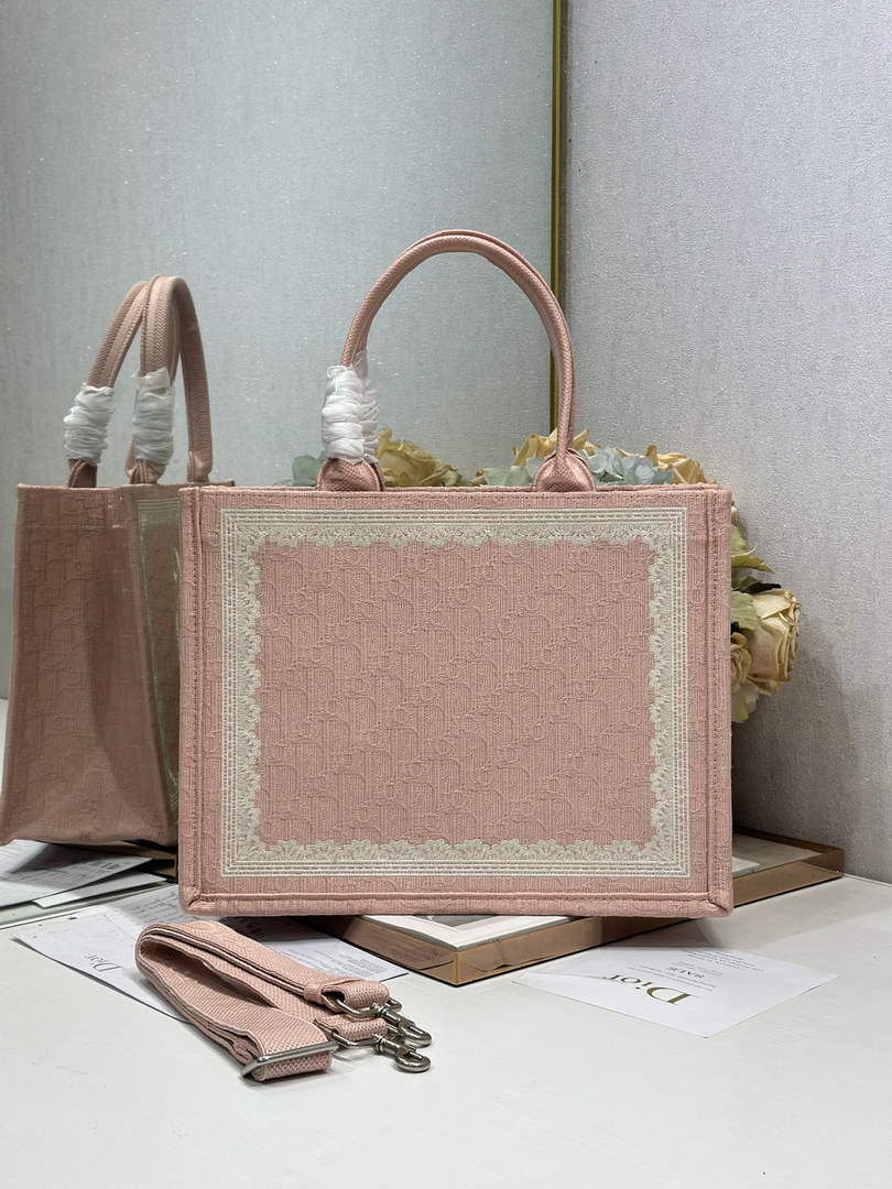 Dioramour Medium Book Tote with Strap – Soupir Pink Oblique with Lace - Default Title - View 3