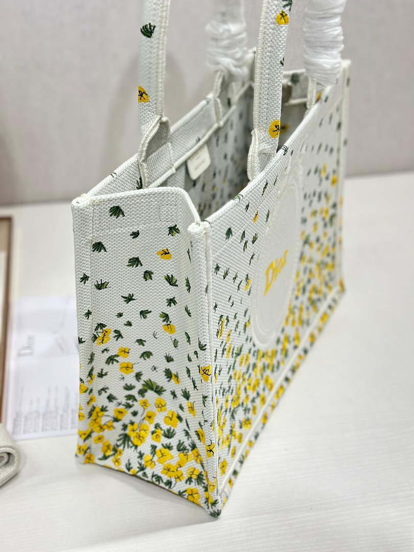 Dior Medium Book Tote with Strap – Buttercup Dior Embroidery - Default Title - View 5