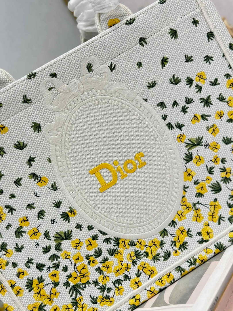 Dior Medium Book Tote with Strap – Buttercup Dior Embroidery - Default Title - View 6