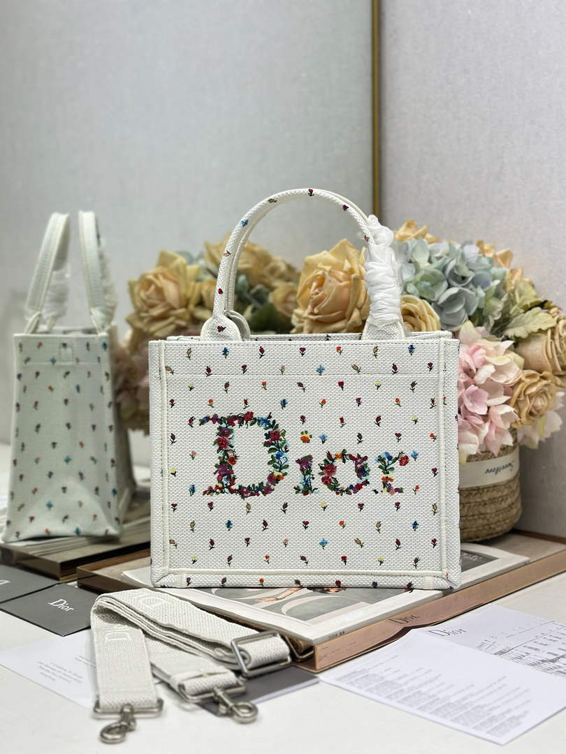 Dioramour Small Book Tote with Strap – White Revolution Flowers - Default Title - View 1
