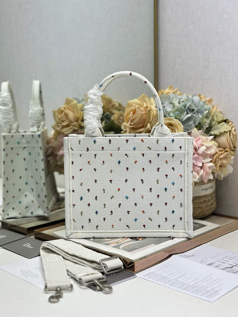 Dioramour Small Book Tote with Strap – White Revolution Flowers - Default Title - View 2