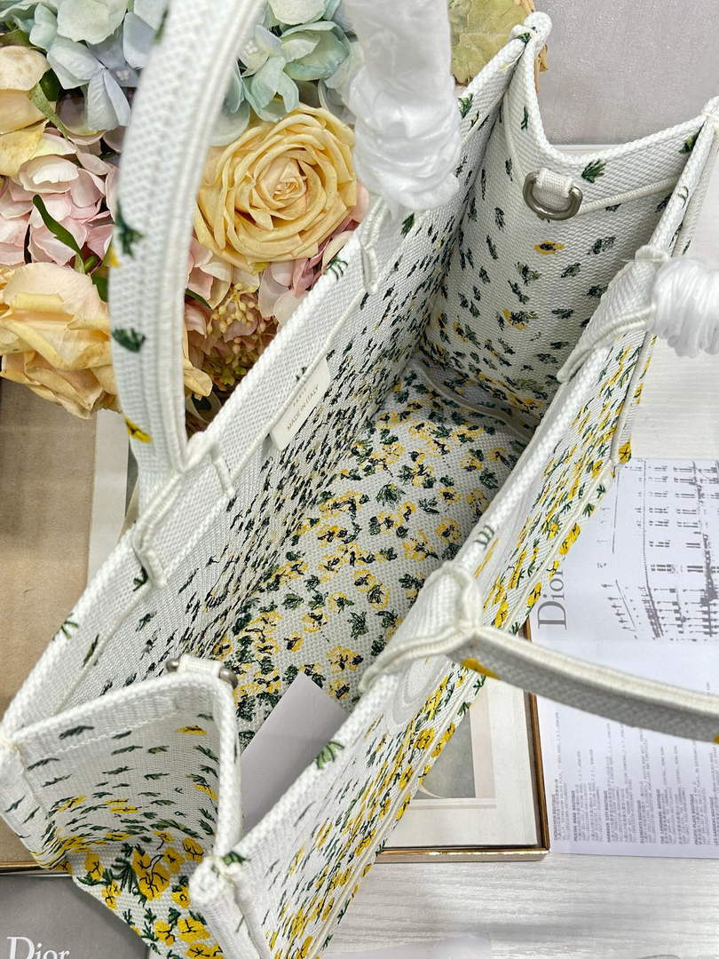 Dior Medium Book Tote with Strap – Buttercup Dior Embroidery - Default Title - View 7
