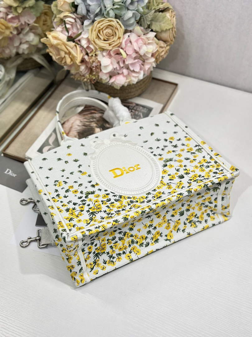 Dior Medium Book Tote with Strap – Buttercup Dior Embroidery - Default Title - View 9
