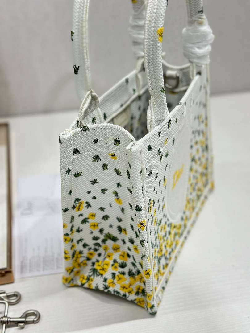 Small Dior Book Tote with Strap – Buttercup Dior Embroidery - Default Title - View 3