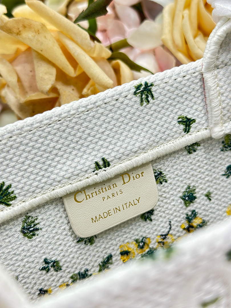 Small Dior Book Tote with Strap – Buttercup Dior Embroidery - Default Title - View 7
