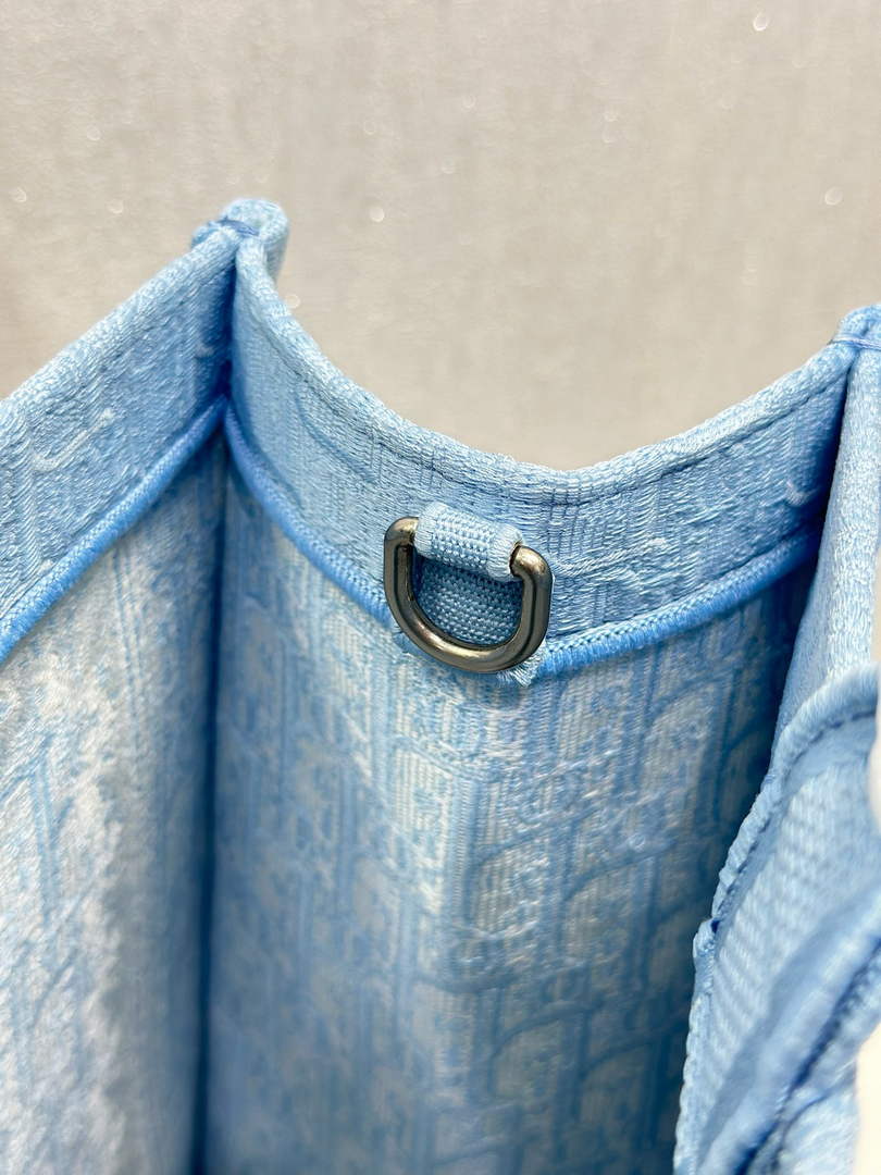 Dior Large Book Tote – Blue Oblique with White Lace - Default Title - View 9