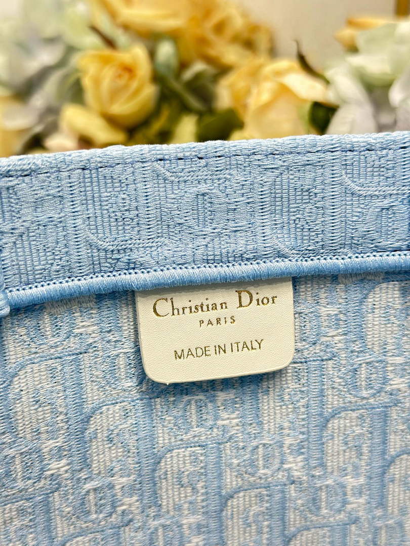 Dior Medium Book Tote with Strap – Blue Oblique with White Lace - Default Title - View 9