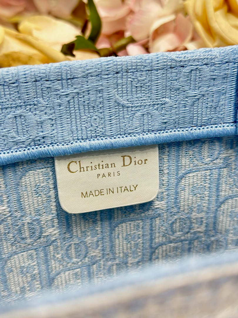 Dior Small Book Tote with Strap – Blue Oblique with White Lace - Default Title - View 8