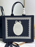 Dior Large Book Tote – Navy Oblique with White Lace - Default Title - View 1