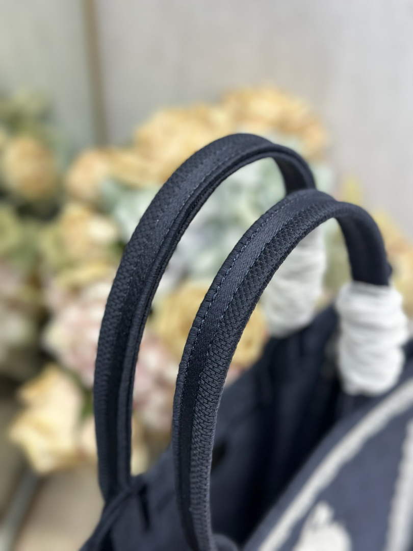 Dior Medium Book Tote with Strap – Navy Oblique with White Lace - Default Title - View 7