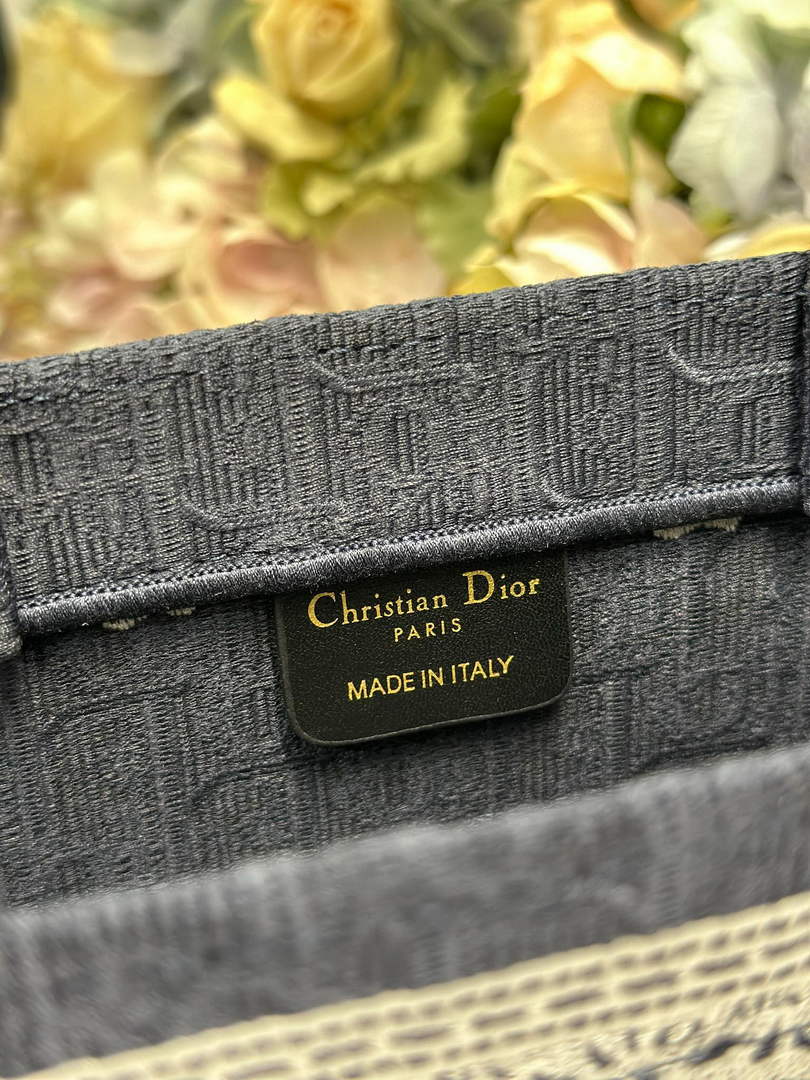 Dior Medium Book Tote with Strap – Navy Oblique with White Lace - Default Title - View 9