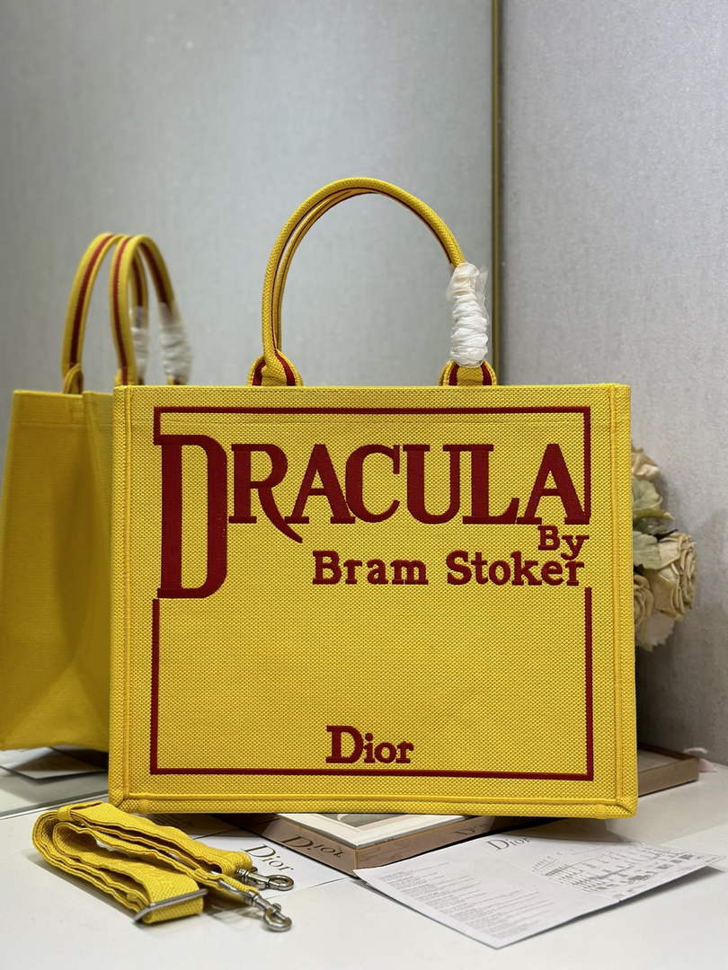 Dior Large Book Tote – Yellow and Red Book Cover Embroidery - Default Title - View 2