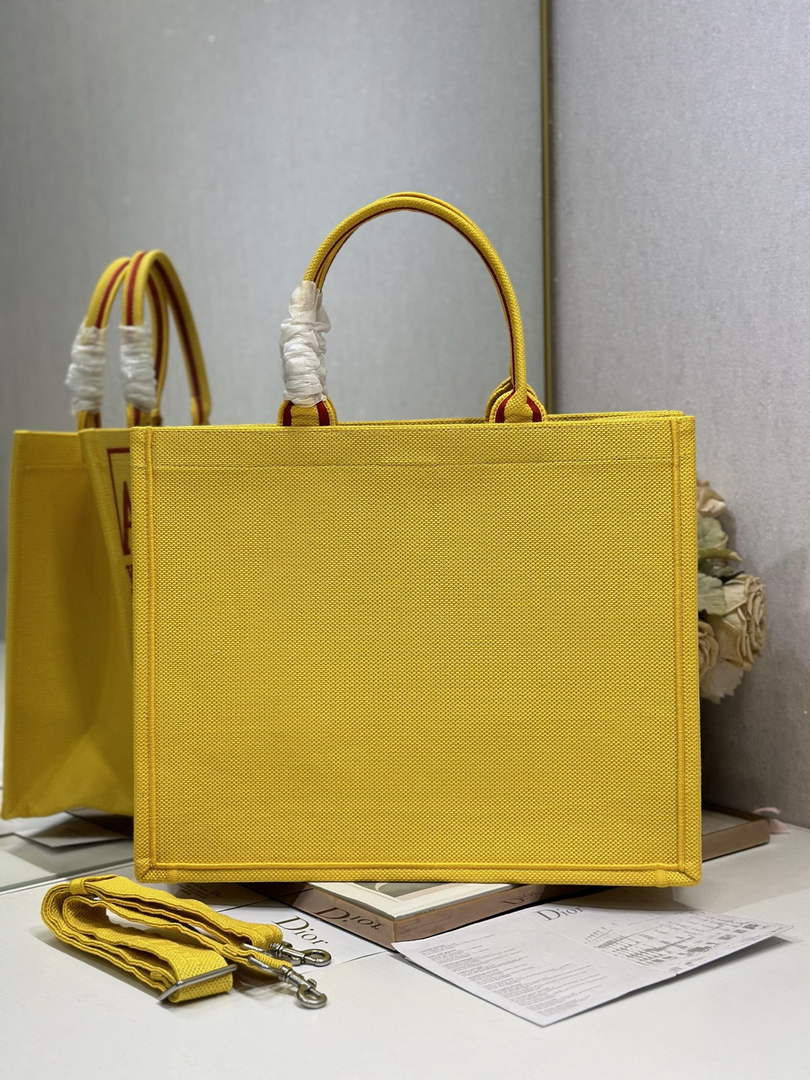Dior Large Book Tote – Yellow and Red Book Cover Embroidery - Default Title - View 3