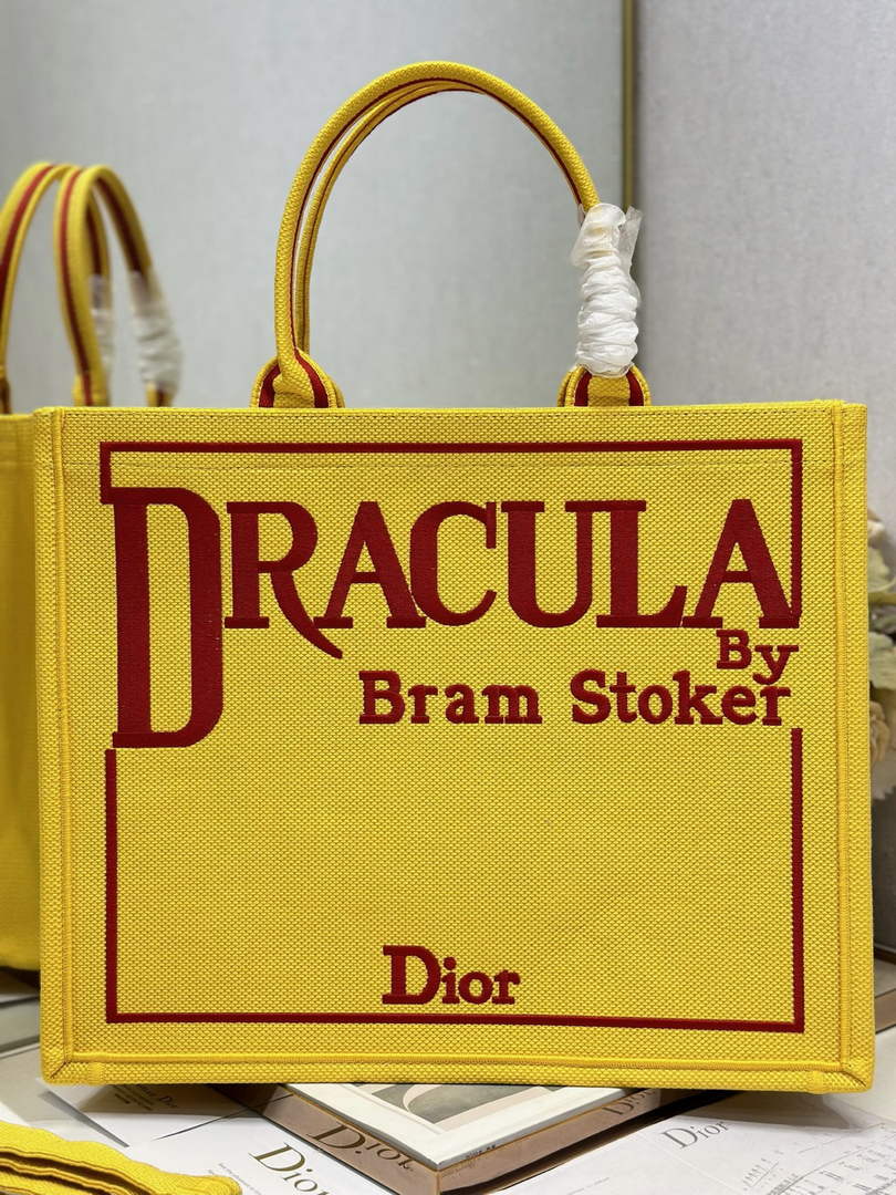 Dior Large Book Tote – Yellow and Red Book Cover Embroidery - Default Title - View 1
