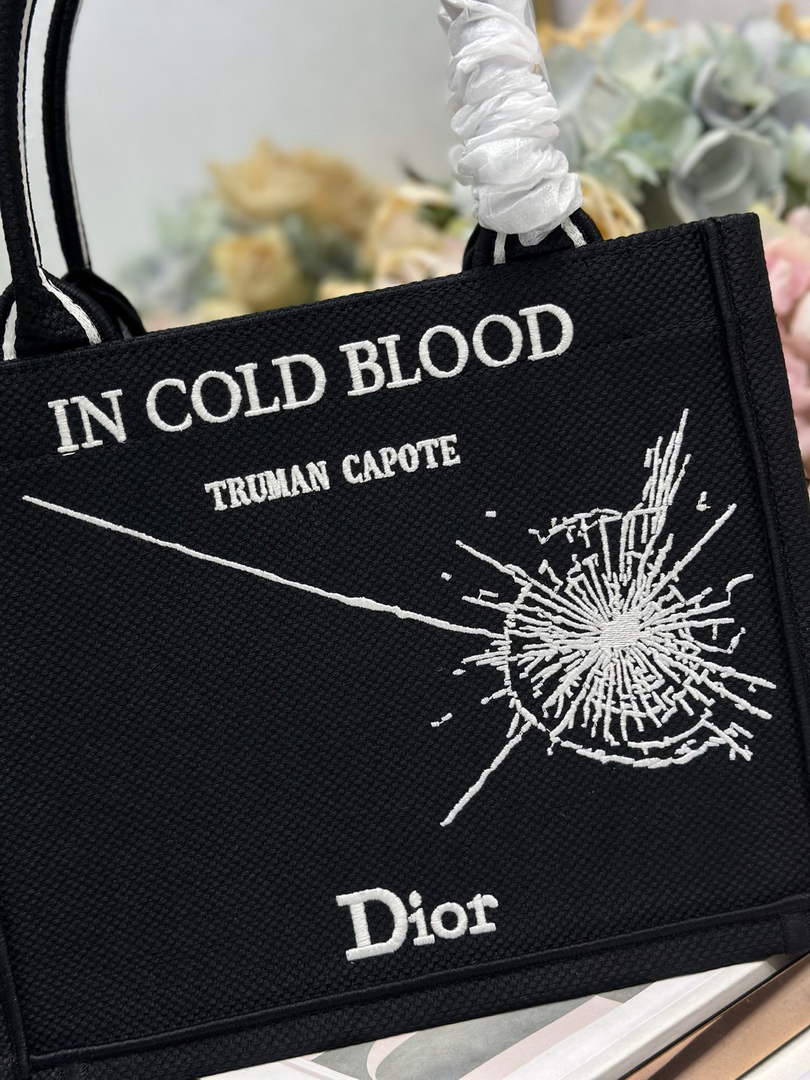 Small Dior Book Tote with Strap - Black and White Book Cover Embroidery - Default Title - View 5