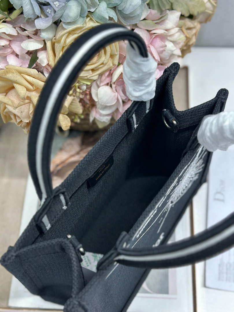 Small Dior Book Tote with Strap - Black and White Book Cover Embroidery - Default Title - View 6
