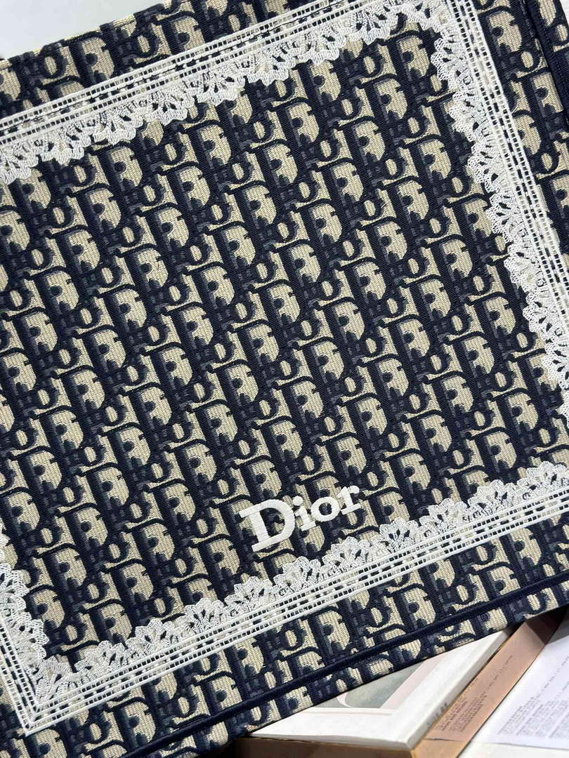 Dior Large Book Tote with Strap – Latte Black Oblique with White Lace - Default Title - View 5