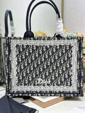 Dior Medium Book Tote with Strap – Latte Black Oblique with White Lace - Default Title - View 1