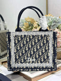 Dior Small Book Tote with Strap – Latte Black Oblique with White Lace - Default Title - View 1