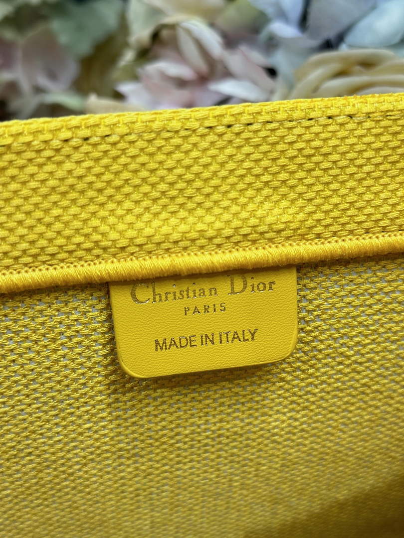 Dior Medium Book Tote – Yellow and Red Toile de Jouy Embroidery – with Strap - Default Title - View 9