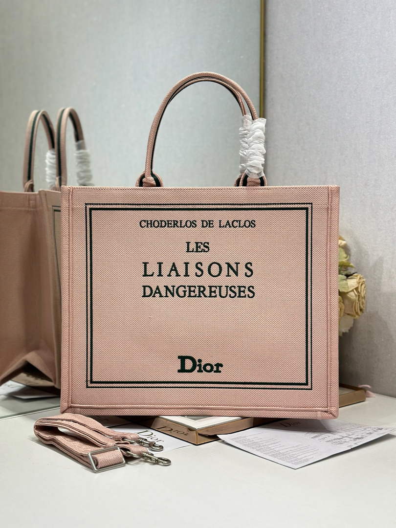 Dior Large Book Tote – Pink and Green Book Cover Embroidery - Default Title - View 2