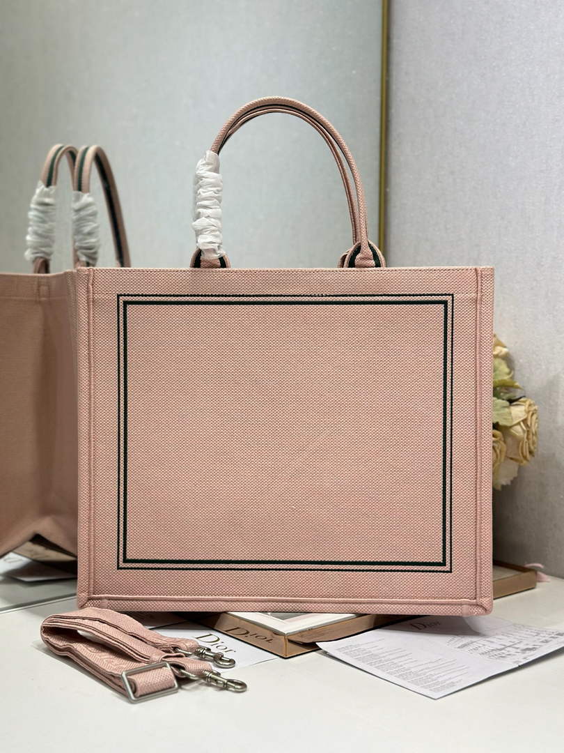Dior Large Book Tote – Pink and Green Book Cover Embroidery - Default Title - View 3
