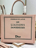 Dior Large Book Tote – Pink and Green Book Cover Embroidery - Default Title - View 1