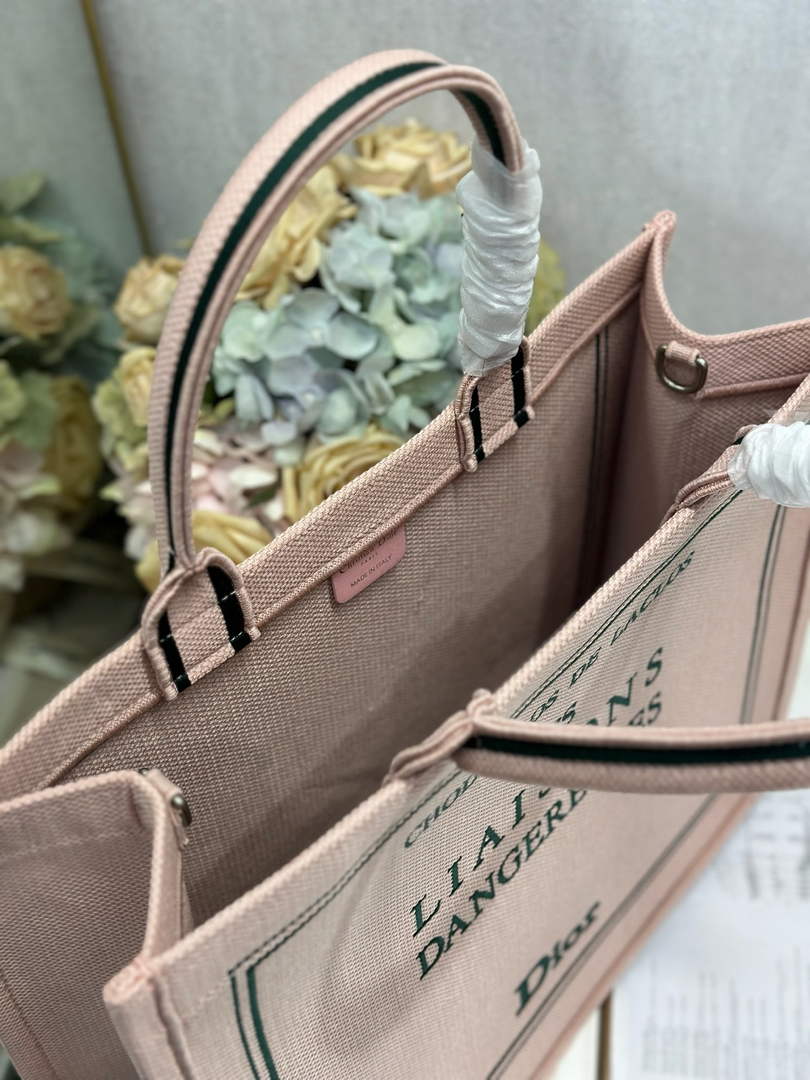 Dior Large Book Tote – Pink and Green Book Cover Embroidery - Default Title - View 6