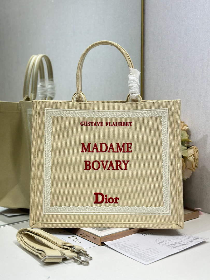 Dior Large Book Tote – Apricot and Red Book Cover Embroidery - Default Title - View 2