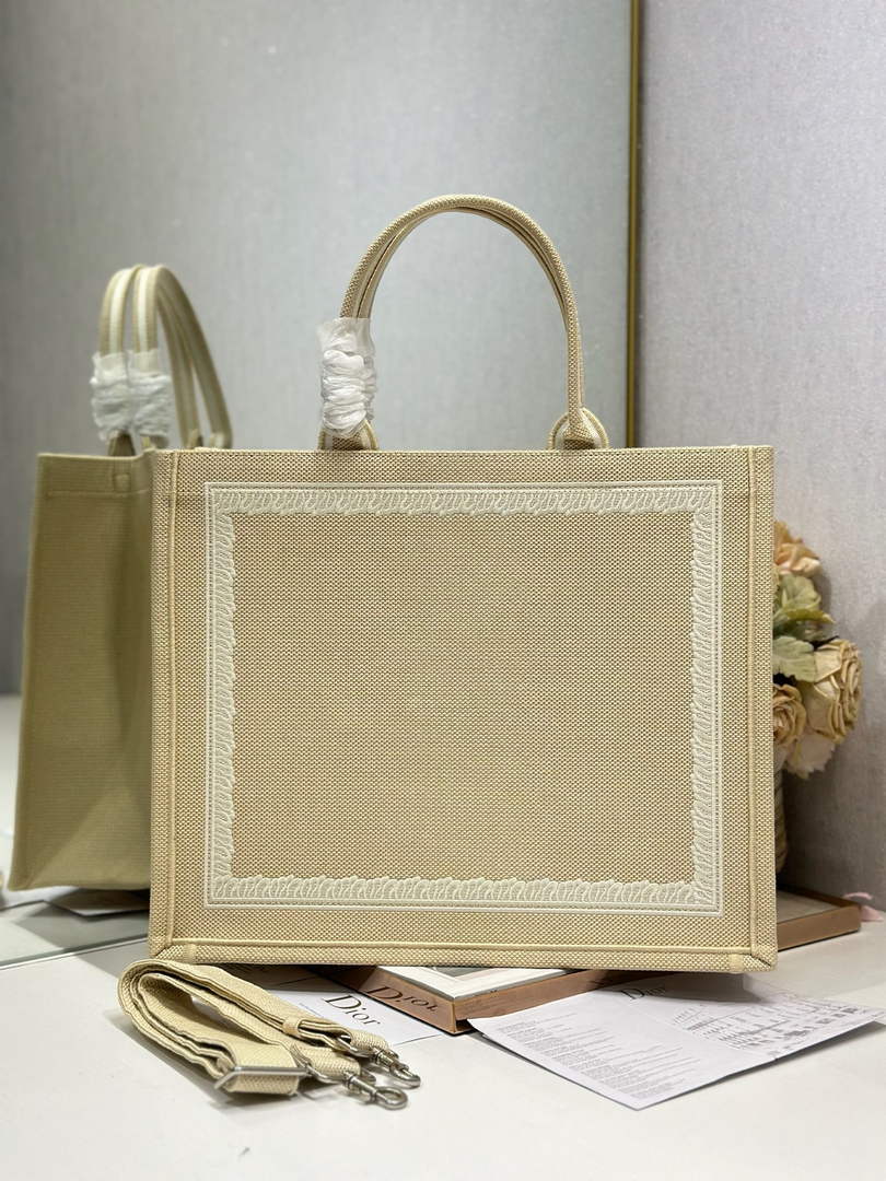 Dior Large Book Tote – Apricot and Red Book Cover Embroidery - Default Title - View 3
