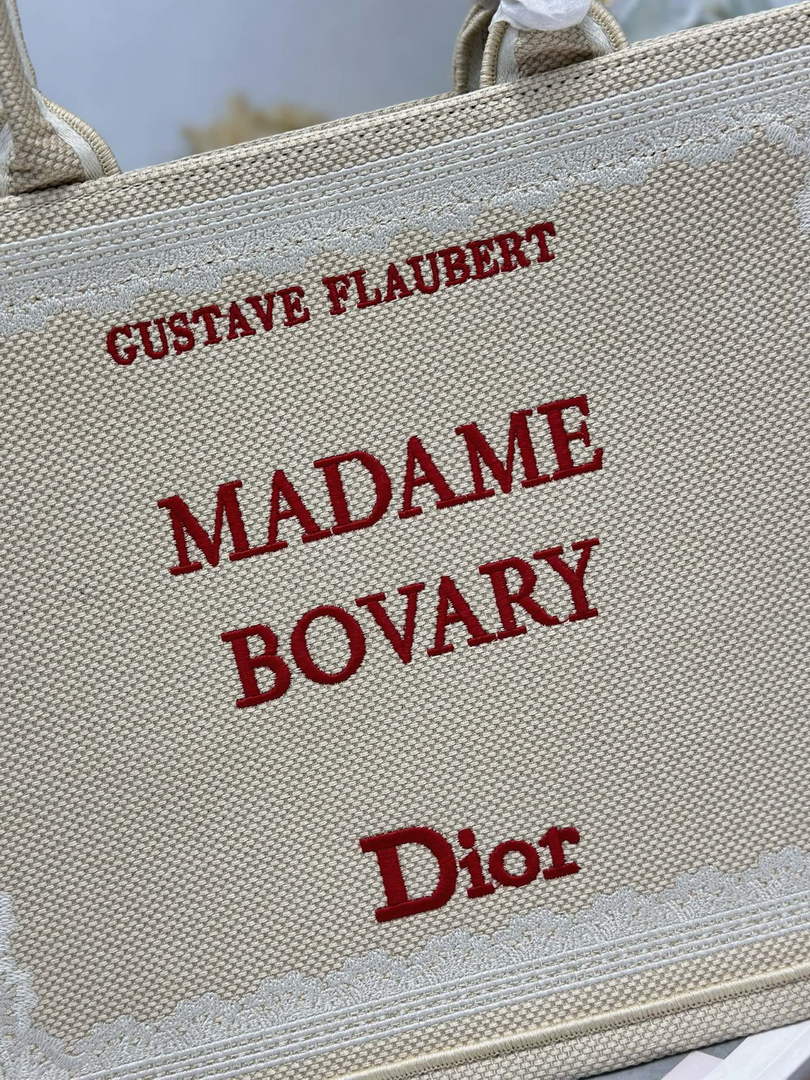 Dior Medium Book Tote – Apricot and Red Toile de Jouy Embroidery – with Strap - Default Title - View 6