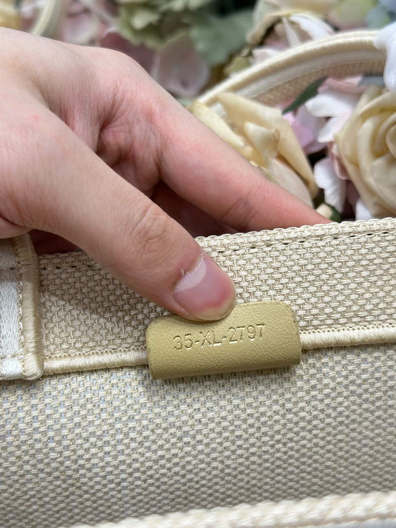 Small Dior Book Tote with Strap - Apricot and Red Toile de Jouy Embroidery - Default Title - View 9