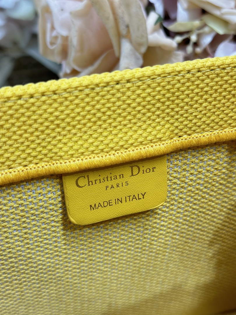 Small Dior Book Tote with Strap - Yellow and Red Toile de Jouy Embroidery - Default Title - View 8