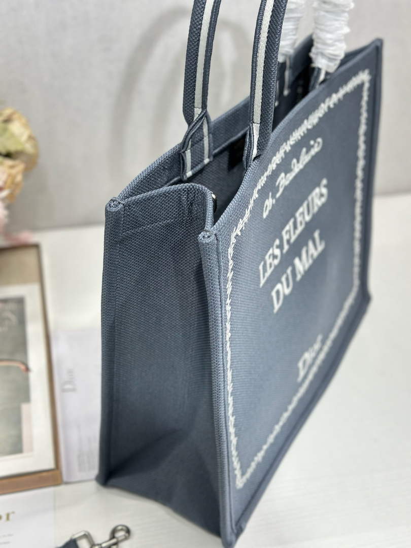 Dior Large Book Tote – Blue and White Book Cover Embroidery - Default Title - View 4