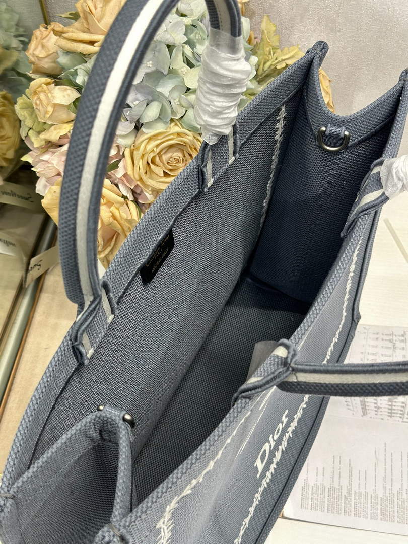 Dior Large Book Tote – Blue and White Book Cover Embroidery - Default Title - View 6