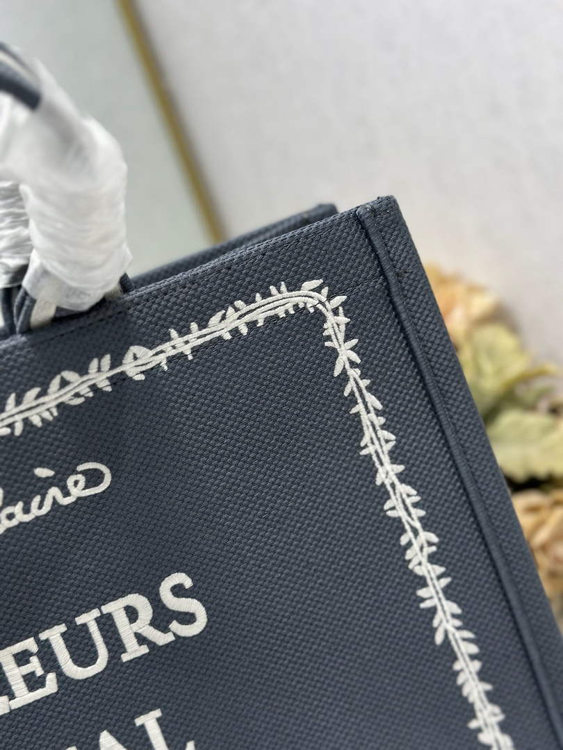 Dior Large Book Tote – Blue and White Book Cover Embroidery - Default Title - View 8