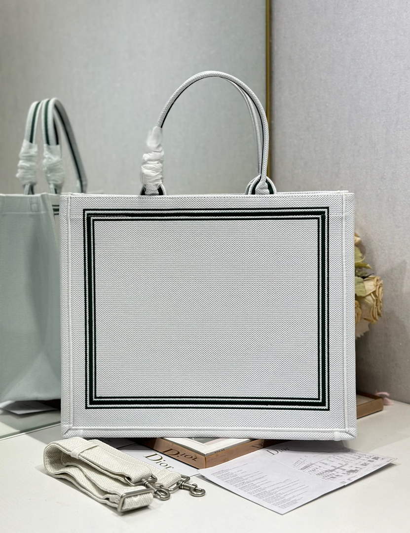 Dior Large Book Tote – White and Black Book Cover Embroidery - Default Title - View 3
