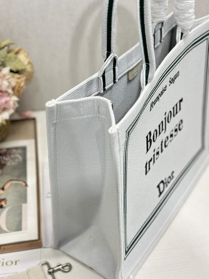 Dior Large Book Tote – White and Black Book Cover Embroidery - Default Title - View 4