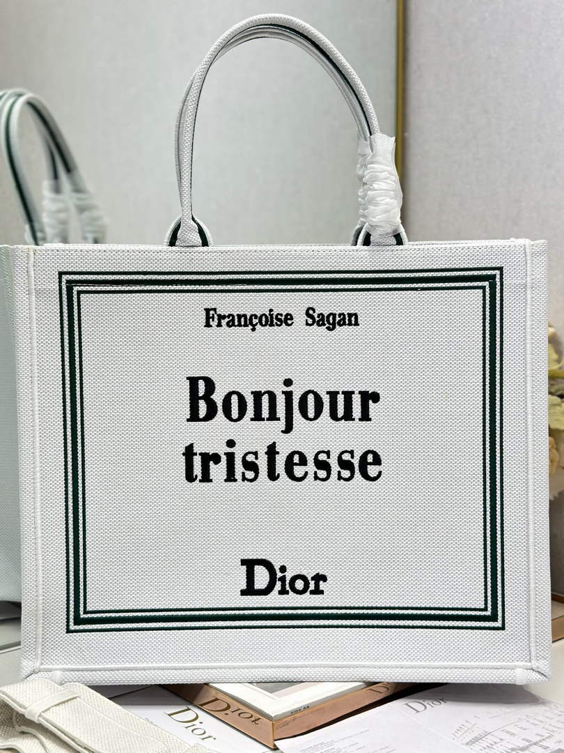 Dior Large Book Tote – White and Black Book Cover Embroidery - Default Title - View 1