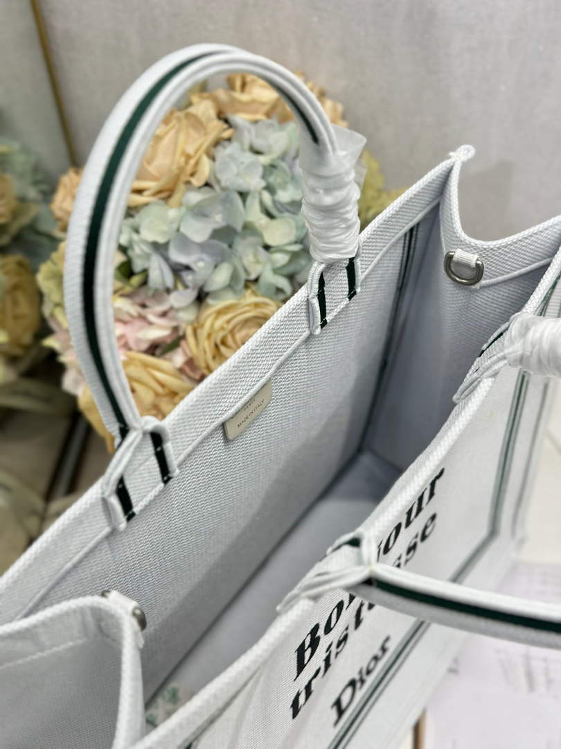 Dior Large Book Tote – White and Black Book Cover Embroidery - Default Title - View 7